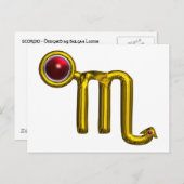 蠍座/金ゴールド〔占星術の〕十二宮図誕生日宝石 ポストカード (正面/裏面)