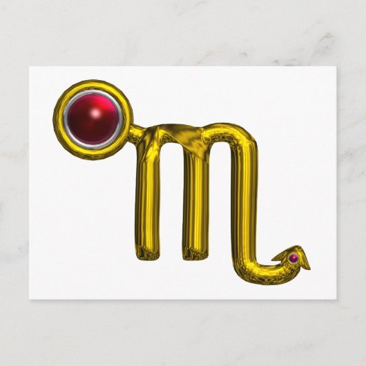蠍座/金ゴールド〔占星術の〕十二宮図誕生日宝石 ポストカード (正面)