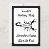 蠍座 黒い蠍星 星座 保存日 マグネット招待状 (正面)
