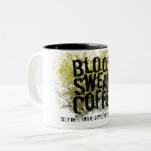 血おもしろい汗とコーヒーまたは涙になる ツートーンマグカップ (正面左)
