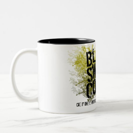 血おもしろい汗とコーヒーまたは涙になる ツートーンマグカップ (左)