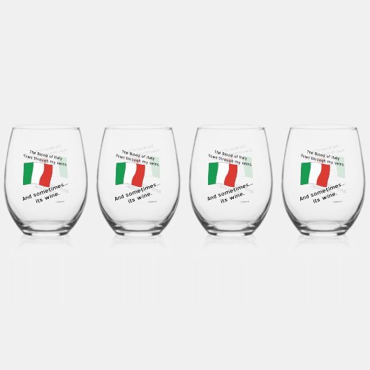 血がイタリアン時々流れる ステムなしワイングラス (正面)