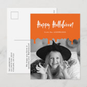 血が滴るオレンジ色のハロウィン写真 シーズンポストカード (正面/裏面)