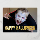 血が滴るハッピーハロウィン 写真入りグリーティングカード 箔シーズンカード (正面)