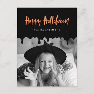 血が滴る黒とオレンジのハロウィン写真 シーズンポストカード