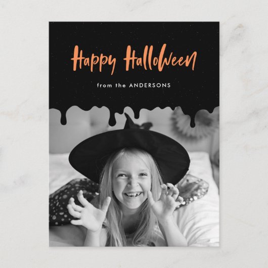 血が滴る黒とオレンジのハロウィン写真 シーズンポストカード (正面)