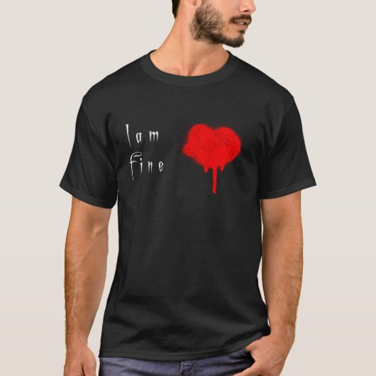 血が素晴らし出ているハート Tシャツ (正面)