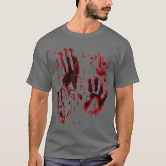 血しぶき 血まみれの血の手形 ゾンビ Tシャツ