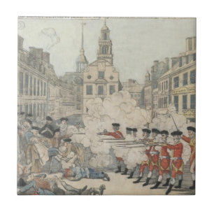 血なまぐさい虐殺-ポール・リビア(1770年) タイル