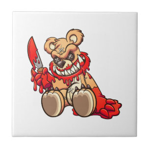 血に覆われクニを持つ邪悪なテディベア タイル