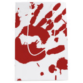 血ぬれた手のプリントハロウィーントリックまたは治療 ミディアムペーパーバッグ (正面)