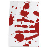 血ぬれた手のプリントハロウィーントリックまたは治療 ミディアムペーパーバッグ (裏面)