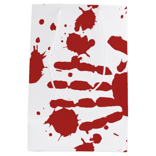 血ぬれた手のプリントハロウィーントリックまたは治療 ミディアムペーパーバッグ (裏面)