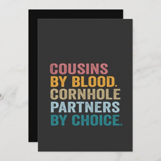 血のつながれた従兄弟 コーンホールパートナー 笑いと楽しみ Funny 招待状 (正面/裏面)