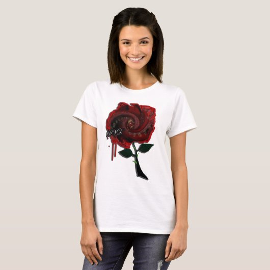 血のばら色の女の子のゴシックのemo産業音楽クラブ tシャツ (正面フル)