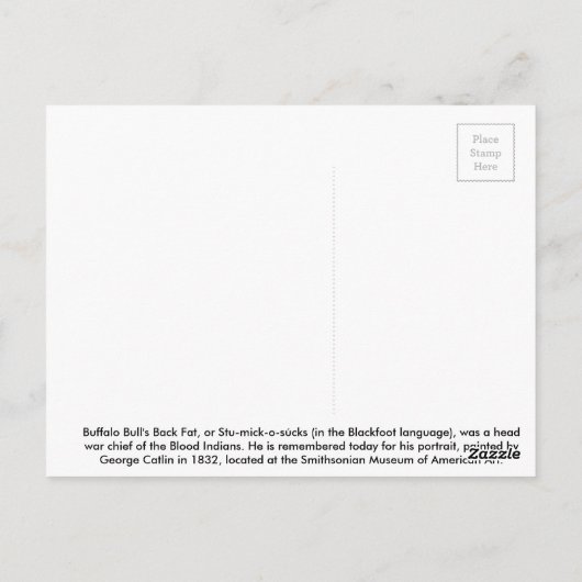 血のインド人のヘッド戦争の責任者 ポストカード (裏面)