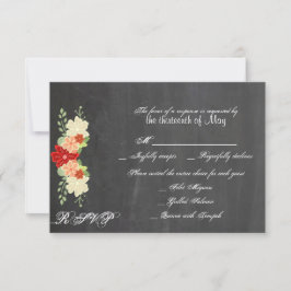 血のオレンジ色の花結婚の反応カード 出欠カード