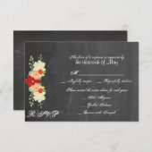 血のオレンジ色の花結婚の反応カード 出欠カード (正面/裏面)