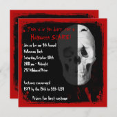 血のスカルの大人のハローウィンパーティの招待状 招待状 (正面/裏面)