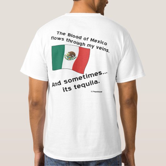 血のメキシコは時々テキーラに静脈を流れる Tシャツ (裏面)