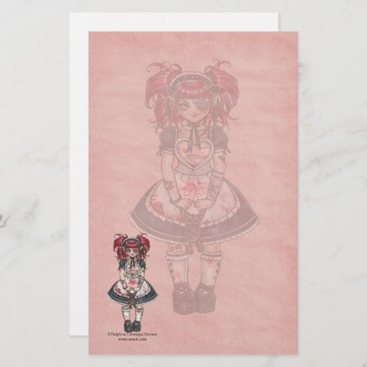 血のロリータのゴシック様式文房具 便箋 (正面/裏面)