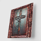 血の交差 スクエア壁時計 (傾斜)