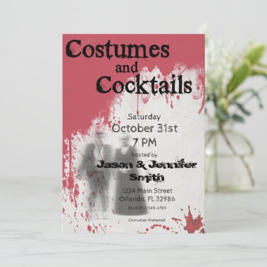 血の幽霊の大人のハローウィンパーティの招待状 招待状 (スタンド正面)