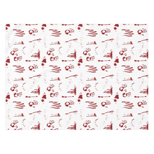 血の手刷り血スパッタ犯罪現場 テーブルクロス (正面(横))