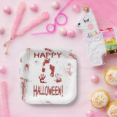 血の手形 ハッピー ハロウィン ペーパープレート (パーティー)