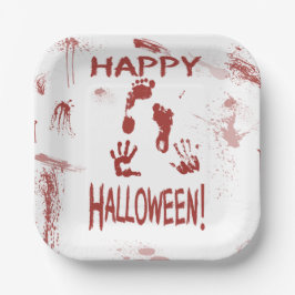血の手形 ハッピー ハロウィン ペーパープレート