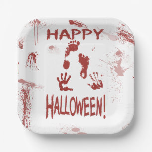 血の手形 ハッピー ハロウィン ペーパープレート