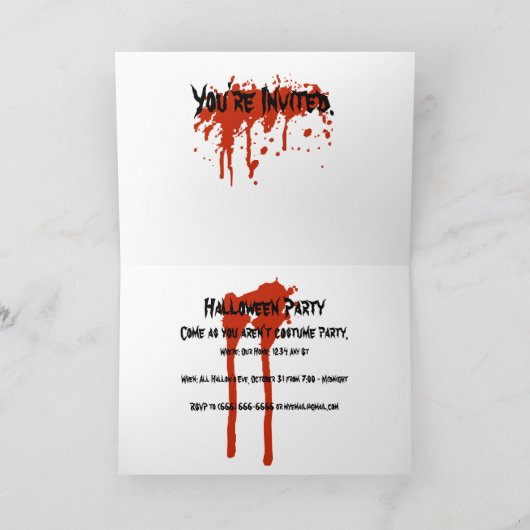 血の文字とのヴィンテージのハローウィンパーティの招待 招待状 (内部)