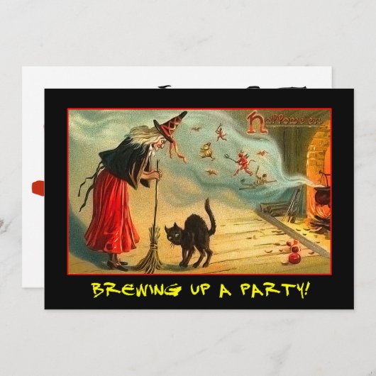 血の文字とのヴィンテージのハローウィンパーティの招待 招待状 (正面/裏面)