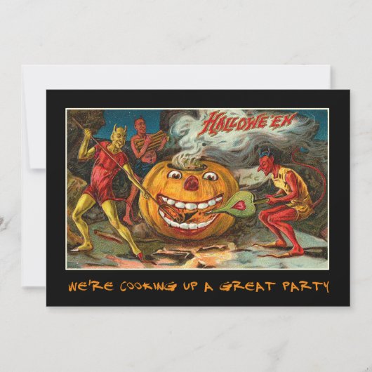 血の文字とのヴィンテージのハローウィンパーティの招待 招待状 (正面)