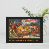 血の文字とのヴィンテージのハローウィンパーティの招待 招待状 (スタンド正面)