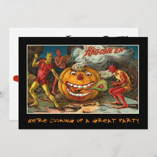 血の文字とのヴィンテージのハローウィンパーティの招待 招待状 (正面/裏面)