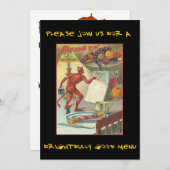 血の文字を持つハローウィンパーティのヴィンテージの悪魔 招待状 (正面/裏面)