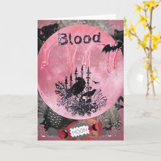 血の月のハロウィンの妖精の挨拶状ハロウィン カード (黄色い花)