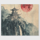 血の月パゴダ墨絵 ラッピングペーパー (フラット)