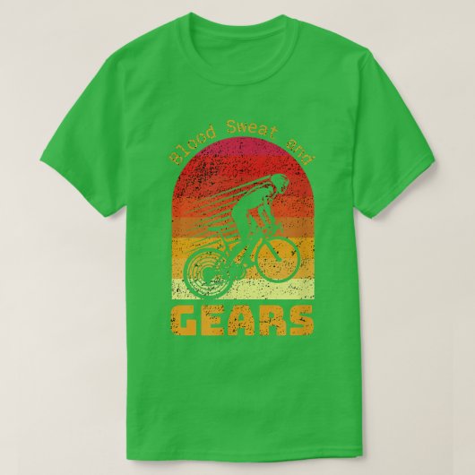 血の汗とギアタフサイクリングラブ自転車R Tシャツ (デザイン正面)