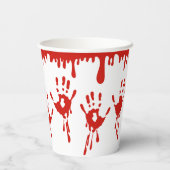 血の滴り落ちるハンドプリントハロウィン 紙コップ (裏面)