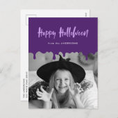 血の滴る紫のハロウィーンの写真 シーズンポストカード (正面/裏面)