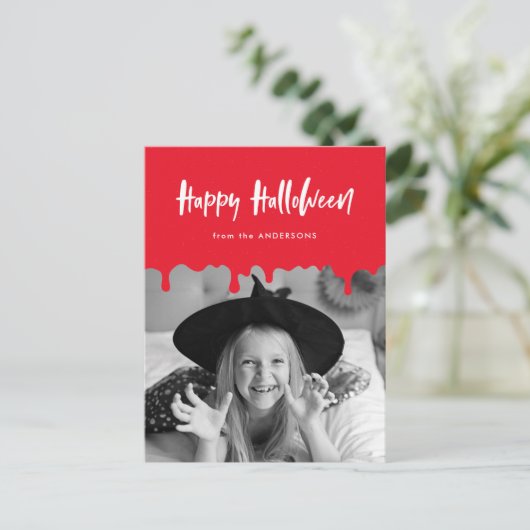 血の滴る赤いハロウィーンの写真 シーズンポストカード (スタンド正面)
