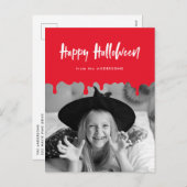 血の滴る赤いハロウィーンの写真 シーズンポストカード (正面/裏面)