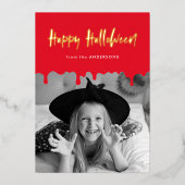 血の滴る赤い写真ハロウィーン 箔シーズンカード (正面)