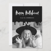 血の滴る黒いハロウィーンフォトカード (正面)