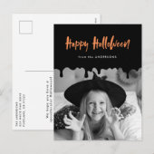 血の滴る黒とオレンジのハロウィーンの写真 シーズンポストカード (正面/裏面)