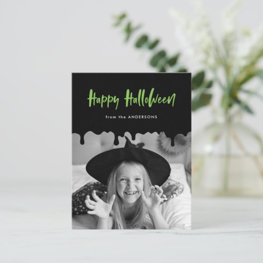血の滴る黒とライムハロウィーンの写真 シーズンポストカード (スタンド正面)