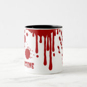 血の滴る(ばちゃばちゃ)跳ねるの恐怖 ツートーンマグカップ (中央)