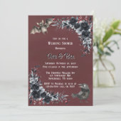 血の赤いゴシック色の黒いフローラカップルのシャワー 招待状 (スタンド正面)